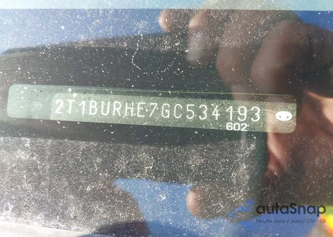 2016 Toyota Corolla Le from USA, damaged, VIN 2T1BURHE7GC534193